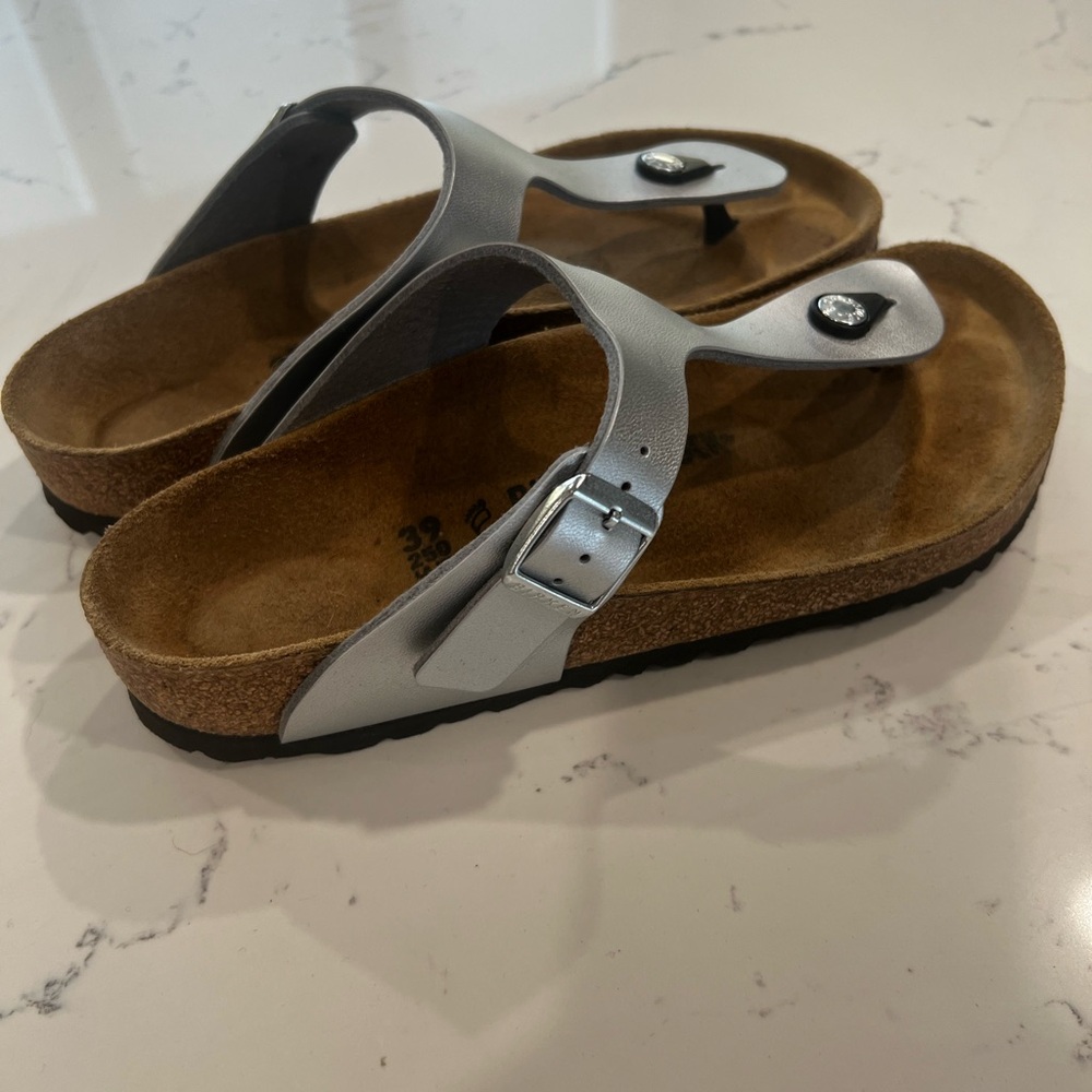 Birkenstock Gizeh Silver Birko-Flor Sandal - Picture 2 of 3